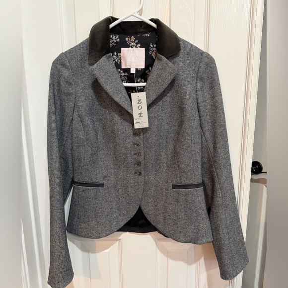 Rebecca Taylor Jackets & Blazers - Rebecca Taylor Grey Herringbone Tailored Blazer Jacket Sz 4  NWT $372